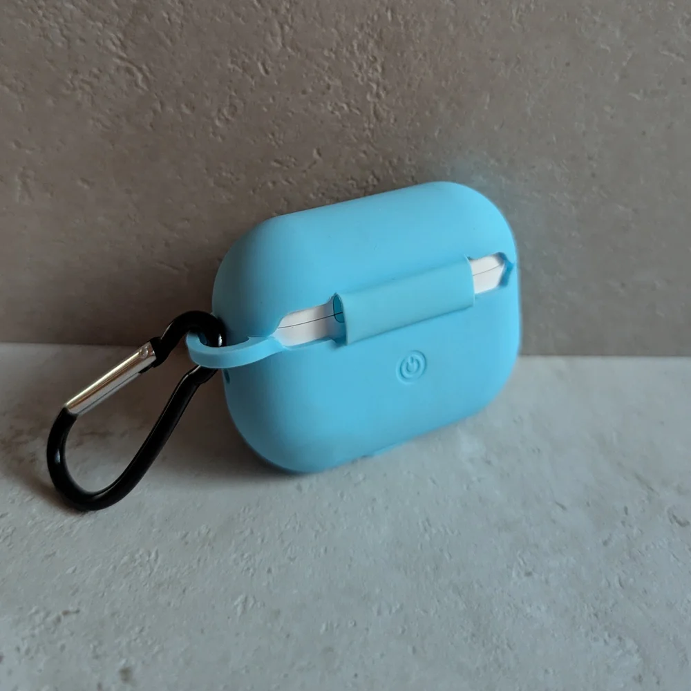 Pink and Blue AirPods Silicone Cases with Carabiners